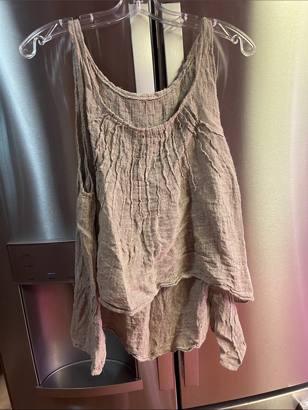 Magnolia Pearl Layered Crinkled Tank Top — Taupe